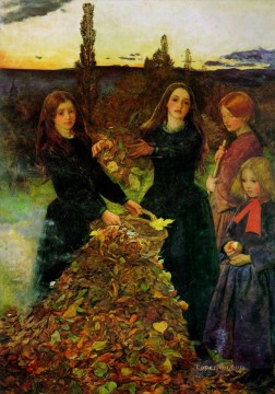 Hojas de otoño Prerrafaelita John Everett Millais Pinturas al óleo